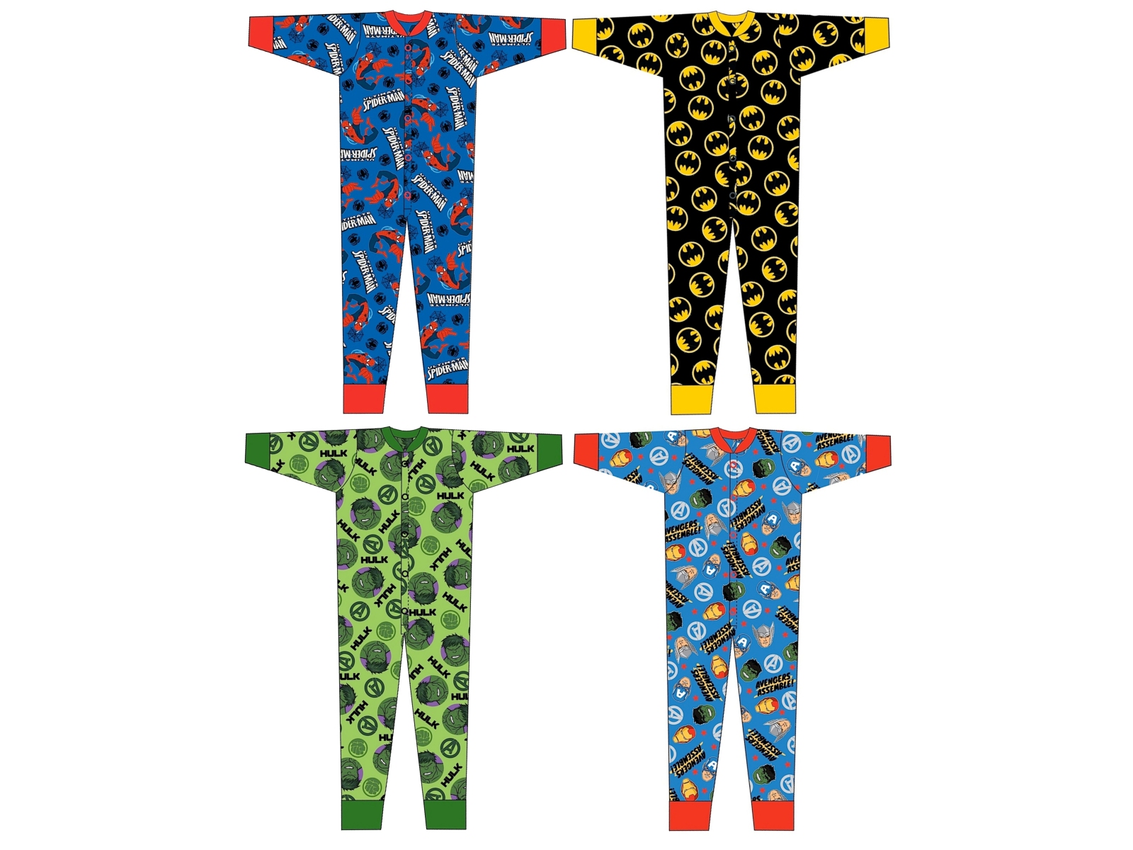 Kids Boys 100 Cotton Onesies Pyjamas Superhero Pj's Sleep Suit Size 410 Years eBay